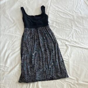 Athleta Black and Blue Patterned Midi Dress